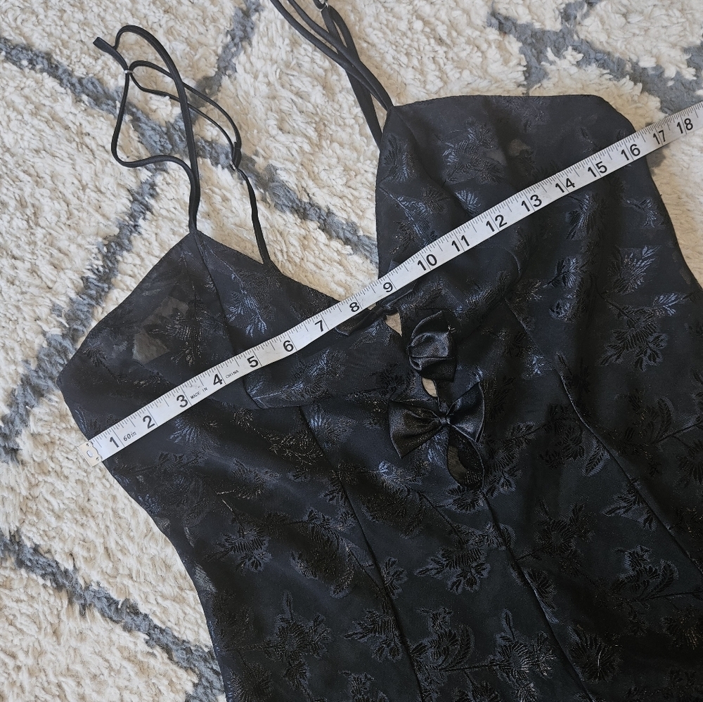 JOLYNN Vintage Low Black Slip Lingerie With Bow Detail Medium - Picture 5 of 6
